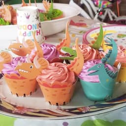 24pcs Dinosaur Cupcake Wrappers Toppers Cake Table Decorations Dino Party Supplies for Boys Kids Birthday Party Decor Favors