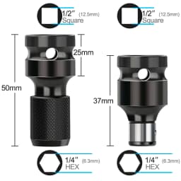 XCAN Wrench Socket Adapter 1/2" Square To 1/4" Hex Ratchet Socket Wrench Socket Adapter Spanner Set Drive Converter Impact Tool