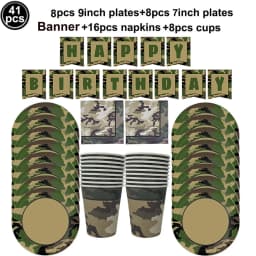 Army Birthday Party Decor Camo Cake Toppers Camouflage Tank Plane Cupcake Topper Birthday Soldier Military Party Supplies