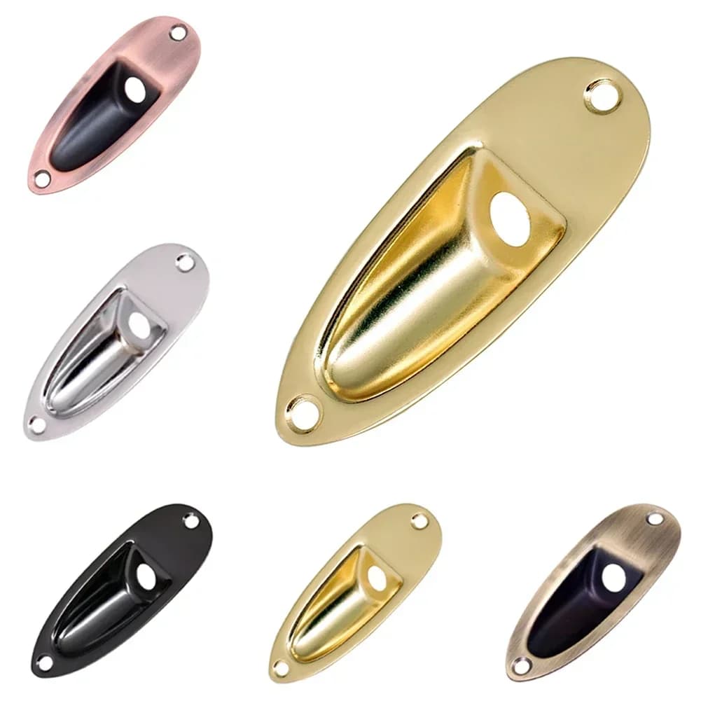 Metal Input Jack Socket Plate With Screws For ST Style Electric Guitar Chrome/Black/Gold/Bronze/Red Copper Guitar Accessories