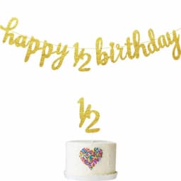 6 Months Happy Birthday Banner Happy 1/2 Birthday Banner Flag Banner for Half Year Baby Shower Birthday Party Decorations