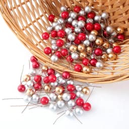 50/100pcs/Lot mini plastic berry artificial flower red cherry pearlescent stamen wedding Christmas Cake Box Wreaths Decoration