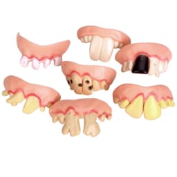 5Pcs Funny Teeth Toy Fake Denture Rotten Teeth Halloween Denture Joke Cosplay Prank Costume for Adults