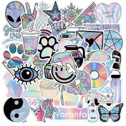 10/50PCS Mixed VSCO Holographic Laser Cartoon Stickers Luggage Skateboard Cute DIY Cool Graffiti Girl Gradient Sticker Decals