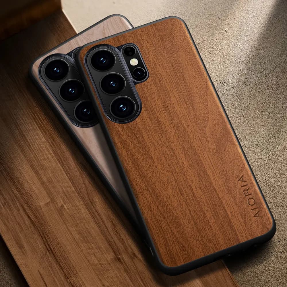for Samsung Galaxy S26 S25 S24 S23 S22 S21 Ultra Plus Fe Edge Case coque stylish premium wood pattern PU leather phone case