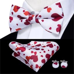 Hi-Tie Silk Pink Striped Mens Bowtie Jacquard Adult Bow Tie Hankerchief Cufflinks Set Pre-tied Butterfly Bowknot Wedding Party