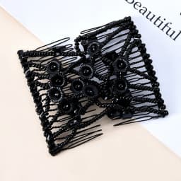 Women DIY Hair Accessories Pearl Beaded Elastic Hair Claw Hairpin Magic Comb Up-Do Hairstyle Bun Maker Tool Ponytail Hairdo Wolf