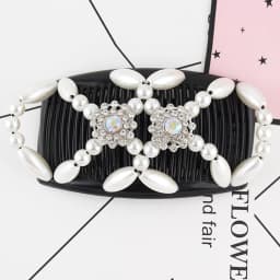 Women DIY Hair Accessories Pearl Beaded Elastic Hair Claw Hairpin Magic Comb Up-Do Hairstyle Bun Maker Tool Ponytail Hairdo Wolf