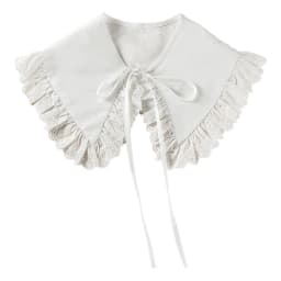 Royal Style Cotton Fake Collar Shawl Wrap Hollow Out Floral Lace Ruffled Trim Necklace Pointed Triangle Lapel Blouse