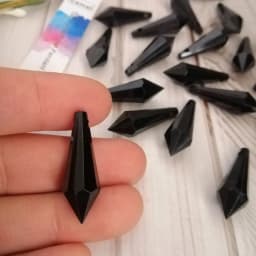 Camal 20Pcs Black 30mmx10mm Pointed Drop Acrylic Crystal Bead Hanging Pendant Chandelier Parts Home Wedding Party Craft Decor