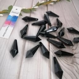 Camal 20Pcs Black 30mmx10mm Pointed Drop Acrylic Crystal Bead Hanging Pendant Chandelier Parts Home Wedding Party Craft Decor