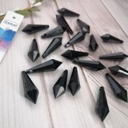 Camal 20Pcs Black 30mmx10mm Pointed Drop Acrylic Crystal Bead Hanging Pendant Chandelier Parts Home Wedding Party Craft Decor