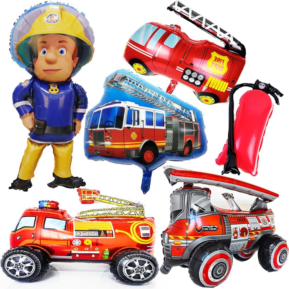 Jumbo Fireman Sam Balloons Fire Truck Foil Ballons Firefighter Themed Birthday Party Decortions Baby Shower Fire Engine Ballons