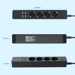 1.8M 3M 5M Wifi Smart Power Strip 4AC Outlets 4USB Plug Charging Port Timing Bluetooth Control with Alexa Google Home Assistant