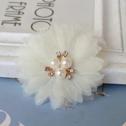 10PCS/Lot 6.5CM Pearl Center Handmade DIY Fabric Flowers Hair Accessories Dress Shoes Hats Decoration
