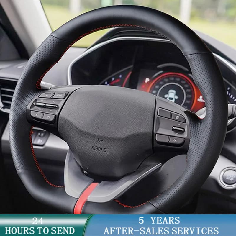 Customized Car Steering Wheel Cover Non-Slip Leather Car Accessories For Hyundai Ioniq 2017-2019 Elantra 4 2016 2017 2018 2019