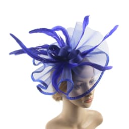 Large Chiffon Fascinators Hat with Feather, Cocktail Tea Party Horse Racing Derby Headwear for Women