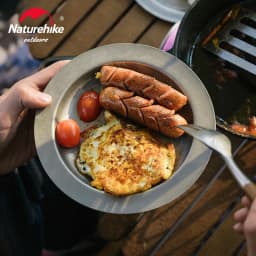 Naturehike Outdoor Tableware Stainless Steel Plate Bowl Camping Cookware Frying Pan Hiking Stainless Steel Cups Food Containers