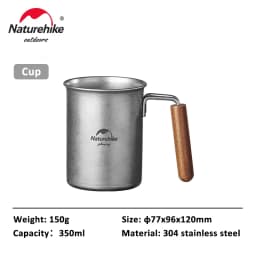 Naturehike Outdoor Tableware Stainless Steel Plate Bowl Camping Cookware Frying Pan Hiking Stainless Steel Cups Food Containers