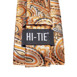 Orange Grey Paisley 2026 New Fashion Brand Tie for Men Wedding Party Necktie Set Handky Cufflinks Gift Wholesale Hi-Tie Designer