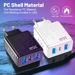 PD USB Charger Quick Charge 3.0 30W Fast Phones Charger Adapter For iPhone Samsung Huawei Xiaomi 3 Ports EU/US Plug Wall Adapter