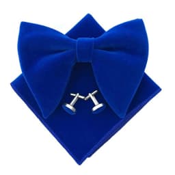 Fashion Velvet Big Bowties Set Women Men Solid Bow Tie Wedding Tuxedo Groom Oversize Bow Knot Pocket Square Cravats Cuff-links