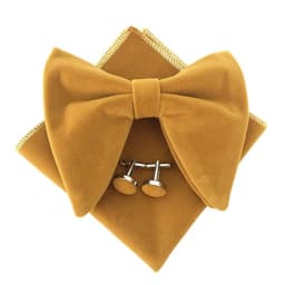 Fashion Velvet Big Bowties Set Women Men Solid Bow Tie Wedding Tuxedo Groom Oversize Bow Knot Pocket Square Cravats Cuff-links