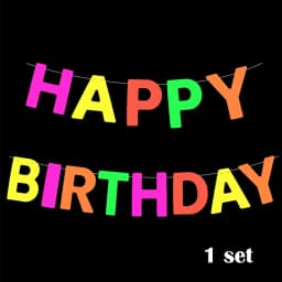 Neon Happy Birthday Banner Blacklight Party Supplies Glow in the Dark Birthday Banner Black Light Reactive UV Party Accessories