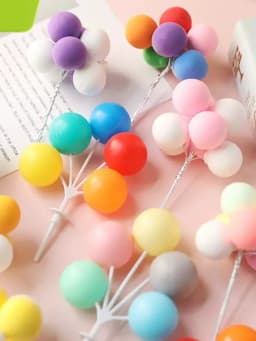 5/8Pcs/set Colorful Ball Bundle Clay Balloons Cake Topper Creative Cupcake Card Flag Birthday Party Baby Shower Dessert Decor