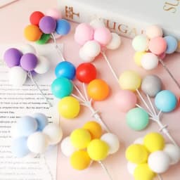 5/8Pcs/set Colorful Ball Bundle Clay Balloons Cake Topper Creative Cupcake Card Flag Birthday Party Baby Shower Dessert Decor