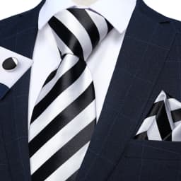 White Black Zebra Striped Ties for Men 8cm Business Wedding Neck Tie Handkerchief Cufflinks Accessories Gift Gravatas Party