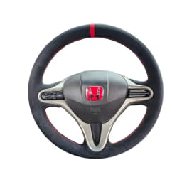 Hand Sew Black Suede Car Steering Wheel Cover For Civic Civic 8 2006 - 2011 Customize Steering Wrap Car Accessories