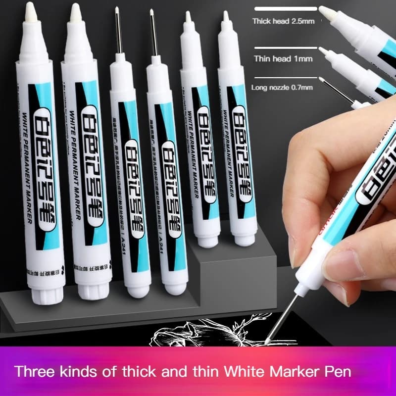 1/4Pcs White Permanent Paint Pen Set for Wood Rock Plastic Leather Glass Stone Metal Canvas Ceramic Deep Hole Marker 0.7mm