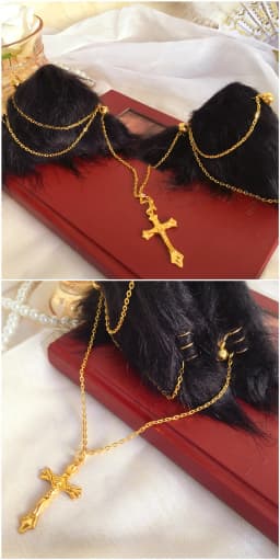 Cat's ears cosplay dark handmade Lolita chain cat's ear gothic cosplay animal ear lolita accessories