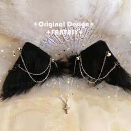 Cat's ears cosplay dark handmade Lolita chain cat's ear gothic cosplay animal ear lolita accessories
