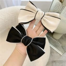 Korea Autumn Winter Black White Imitation Cashmere Bow Hairpin Small Fragrance Temperament Top Clip Hairpin Hair Accessories