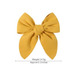 20Colors 5Inch Solid Cotton Bow With Safety Hairpin For Girl Hair Bows Handmade Bowknot Hair Clip Headwear Kids Hair Accessories