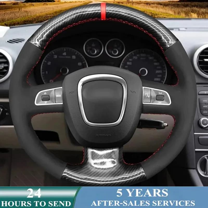 Customized Original Car Steering Wheel Cover Non-slip Suede Leather Braid For Audi A3 (8P) A4 (B8) A5 A8 A8 L Q7 RS 4 S4 S5 S6