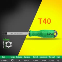LAOA Torx Screwdriver S2 Alloy Steel Magnetic Screwdriver T8/T10/T15/T20/T25/T30/T40