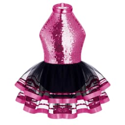 Halter Sequins Ballet Tutu Dress Kids Girls Latin Jazz Modern Dancing Costume Gymnastics Leotard Unitards Performance Dancewear