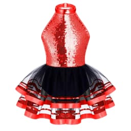 Halter Sequins Ballet Tutu Dress Kids Girls Latin Jazz Modern Dancing Costume Gymnastics Leotard Unitards Performance Dancewear