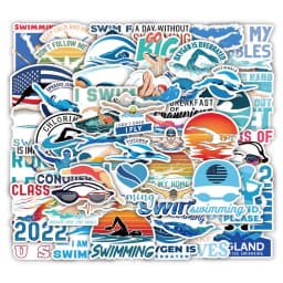 10/30/52PCS New Sports Swimming Sticker DIY Phone Laptop Luggage Skateboard Graffiti Decals Fun for Kid Gift