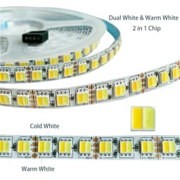 DC12V/24V Dual Color 5050 60/120leds/m White light Warm White CCT Color Temperature Dimmable Decorative 3-Color LED Light Strip