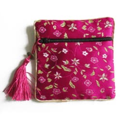 10 Pcs/Lot Brand New Mixed Color Small Flower Silk Tassel Square Coin Pouch China Zipper Coin Purse Jewelry Bag