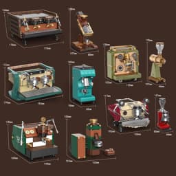 Creative Vintage Coffee Machine Bean Grinder Model Building Blocks Simulation Classic Retro Coffee Maker Bricks MOC Toys Gift