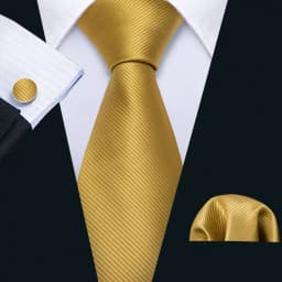 Fashion Silk Men Tie Set Gold Yellow Orange Solid Paisley Striped Plaid Floral Necktie Pocket Square Cufflinks Wedding Business