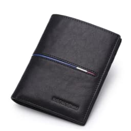 BISONDENIM Genuine Leather Men Wallets Coin Pocket Card Holder Male Purse Fashion Wallets High Quality Gift for Husband Father