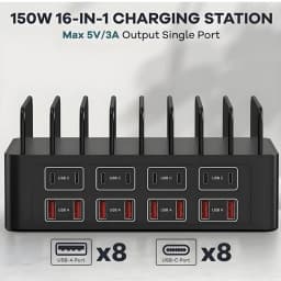 150W Universal Multi USB Charger 16 Port USB Type C Fast Charging Station Stand For Ipad Iphone 17 16 Samsung S22 Xiaomi Tablet