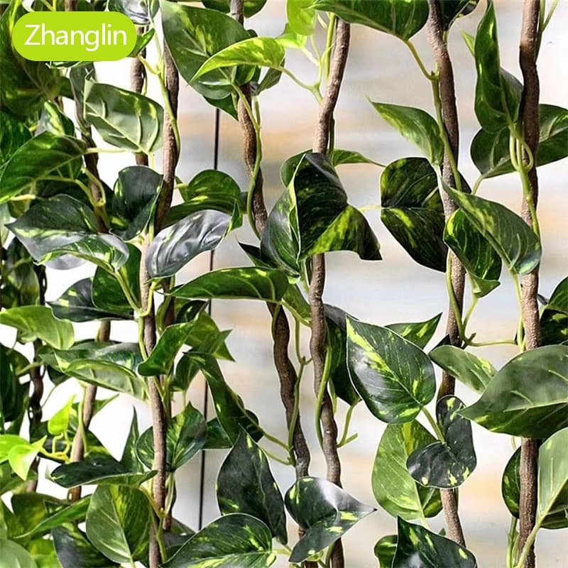 Artificial Plants Vine Green Leaf Withered Vine Wall Hanging Decorative Vine Home Indoor Room Bedroom Outdoor Balcony Garden Ivy