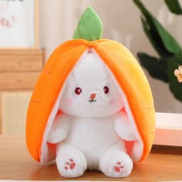 20-45cm New Strawberry Rabbit Plush Toys Kawaii Soft Bunny Hiding in Carrot Bag Stuffed Doll Novel Gifts for Children Room Decor